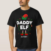パパ小妖精や小人ファミリー一致のクリスマス服装名T- Tシャツ (正面)