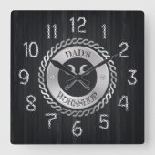 パパ工房のハンドメイド時計 スクエア壁時計 (正面)