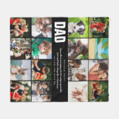 パパ引用文16フォトコラージュ白黒 フリースブランケット (正面(横))