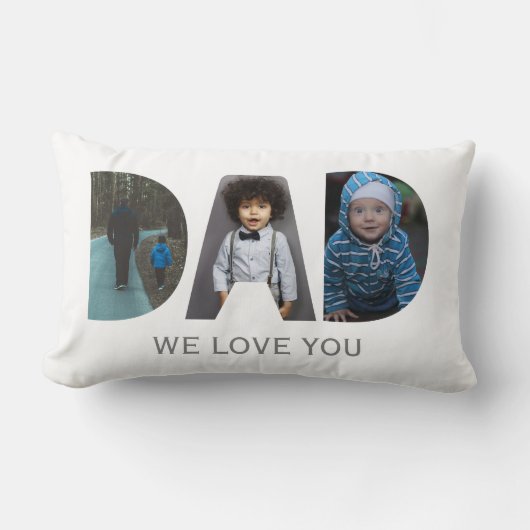 パパ愛あなたカスタムの父の日3写真コラージュ ランバークッション (正面)