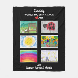 パパ愛してる子どもたちのアートワークスケッチ フリースブランケット