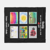 パパ愛してる子どもたちのアートワークスケッチ フリースブランケット (正面(横))