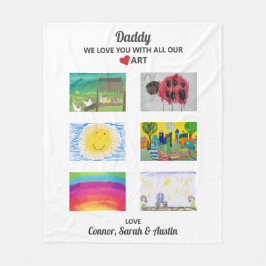 パパ愛してる子どもたちのアートワークスケッチ フリースブランケット