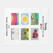 パパ愛してる子どもたちのアートワークスケッチ フリースブランケット (正面(横))