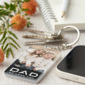 パパ愛する父の日写真黒 キーホルダー (正面右)