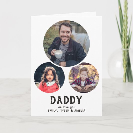 パパ愛する3枚の写真お父さんのデイカード カード (正面)