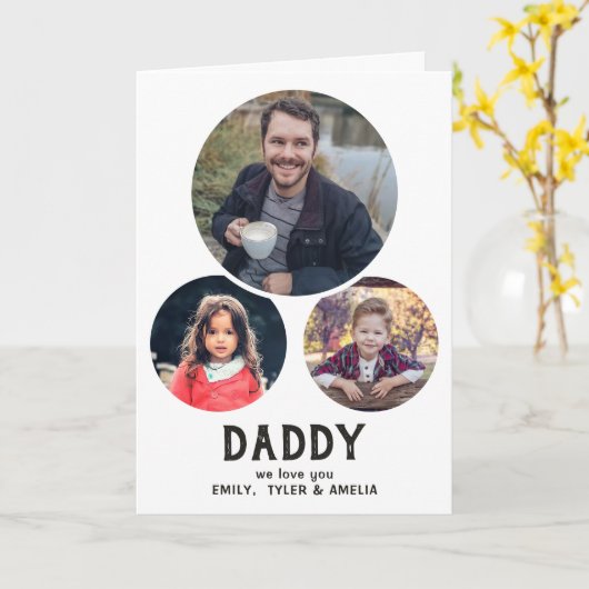 パパ愛する3枚の写真お父さんのデイカード カード (黄色い花)