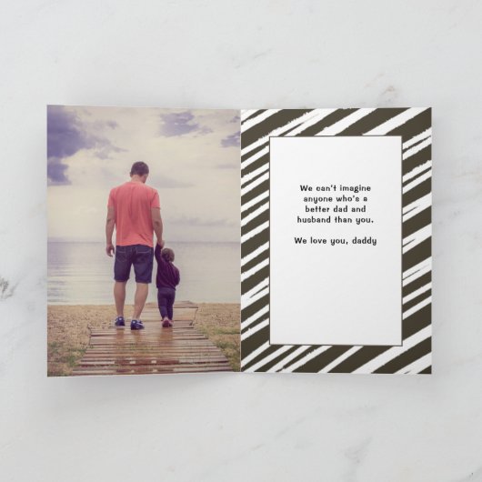 パパ愛すストライプる3写真父の日 カード (内部)
