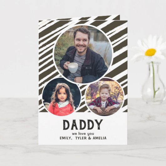 パパ愛すストライプる3写真父の日 カード (小さな植物)