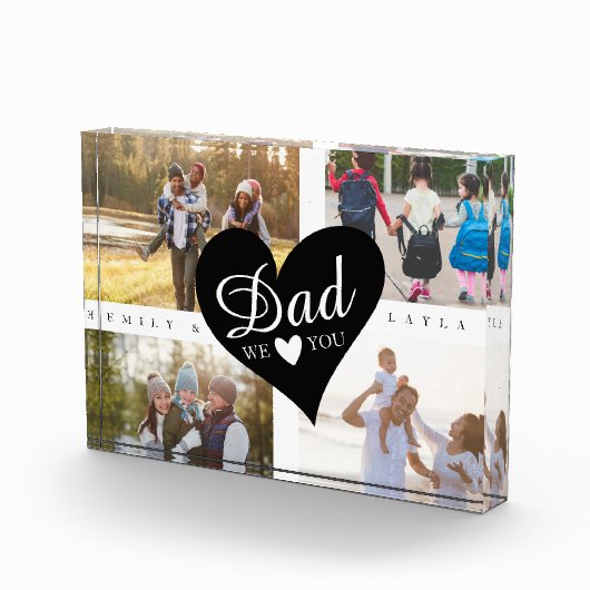 パパ我々ハートお父さんの日キッドの名前4 Photo フォトブロック (右)
