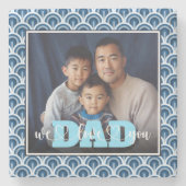 パパ我々愛あなたブルーアールデコカスタム写真 ストーンコースター (正面)