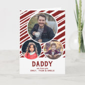 パパ我々愛あなた赤ストライプ3写真お父さんの日 カード (正面)