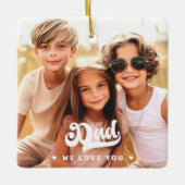 パパ我々愛する写真ハート文字父の日 セラミックオーナメント (正面)