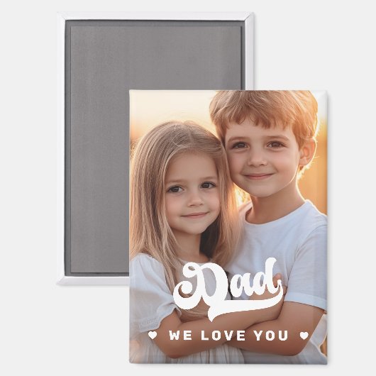 パパ我々愛する写真ハート文字父の日 マグネット (正面/裏面)