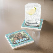 パパ我々愛する青い緑のカスタム写真 ストーンコースター