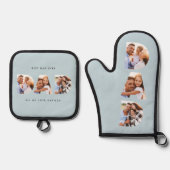 パパ数々のフォトモダンタイポグラフィブルー 鍋つかみ&鍋敷きセット (正面)