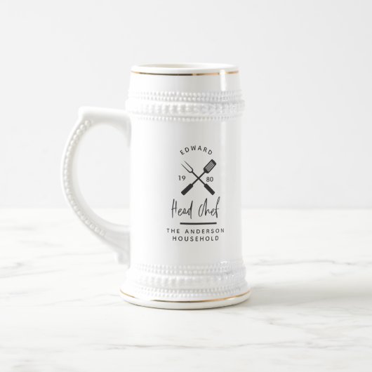 パパ料理長bbqグリルクリスマスの誕生日モダン ビールジョッキ (左)