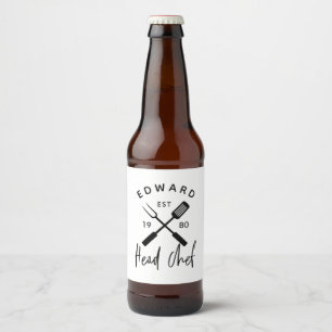 パパ料理長bbqグリルクリスマスの誕生日モダン ビールラベル