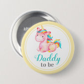 パパ新父になるパパベイビーシャワーユニコーン 缶バッジ (正面&裏面)