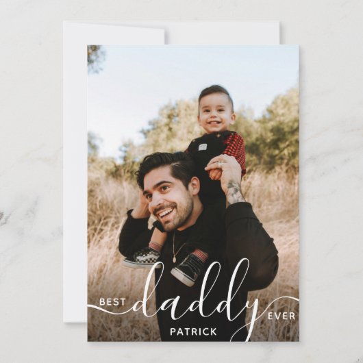 パパ最高のーの名前をカスタムする写真ギフト カード (正面)