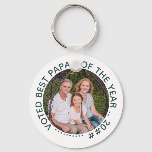 パパ最高のーの投票 |丸い写真 キーホルダー (正面)