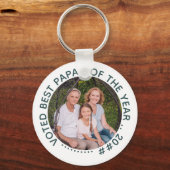 パパ最高のーの投票 |丸い写真 キーホルダー (正面)