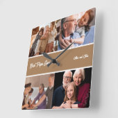 パパ最高のーエバー祖父4フォトコラージュ スクエア壁時計 (傾斜)