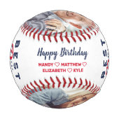 パパ最高のーエバー |ハッピーバースデー写真&モノグラム 野球ボール (裏面)