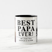 パパ最高のーーは父の日モダン2写真コラージュ ツートーンマグカップ (中央)