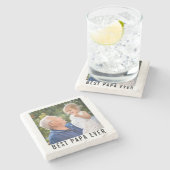 パパ最高のー・エバー祖父とベビー写真 ストーンコースター (横)