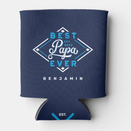 パパ最高のー・エバー野球ダイヤモンドの名前&モノグラム 缶クーラー (正面)