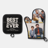 パパ最高のー・エバー・ファーザーズ・デイ・フォトコラージュ記念Keepsake 鍋つかみ&鍋敷きセット (正面)