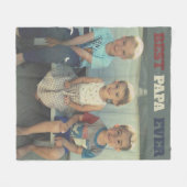 パパ最高のーEver Grandkids Photo Father's Day フリースブランケット (正面(横))