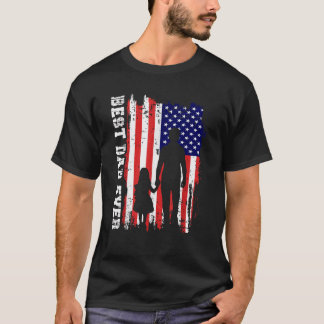パパ最高のーUSA国旗の父おもしろいの日パパと Tシャツ