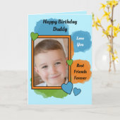 パパ最高の友の誕生日の青い写真 カード (黄色い花)