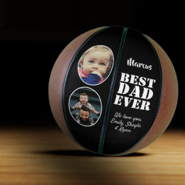 パパ最高の2 Photo Collage Father's Day Black バスケットボール