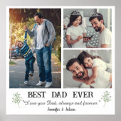 パパ最高の3枚フォトコラージュ父の日の白 ポスター (正面)