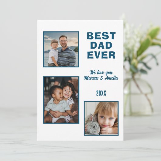 パパ最高の3枚写真コラージュ父の日 シーズンカード (スタンド正面)