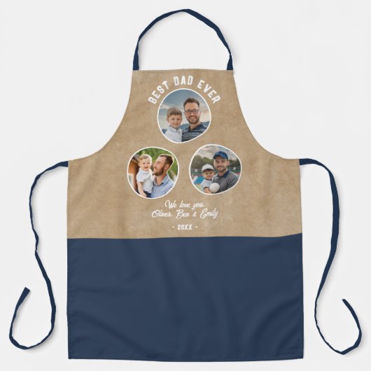 パパ最高の3枚写真父の日のキープサケエプロン エプロン (正面)