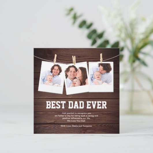 パパ最高の3 Photo Collage Father's Day Card (スタンド正面)