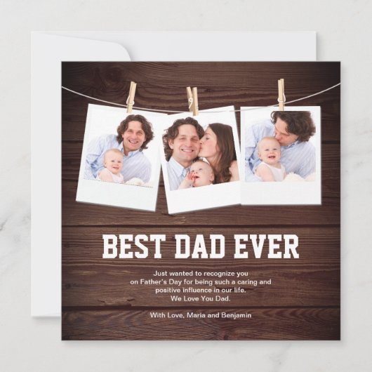 パパ最高の3 Photo Collage Father's Day Card (正面)