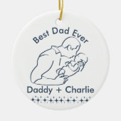 パパ最高のEver、父が新生児1-Photoを保持 セラミックオーナメント (正面)