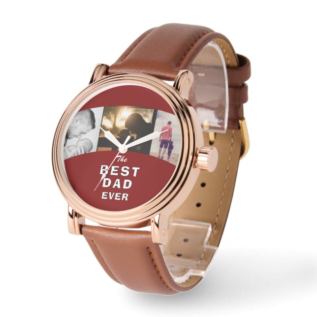パパ最高のEver Father's Day 3 Photo Collage 腕時計 (傾斜)