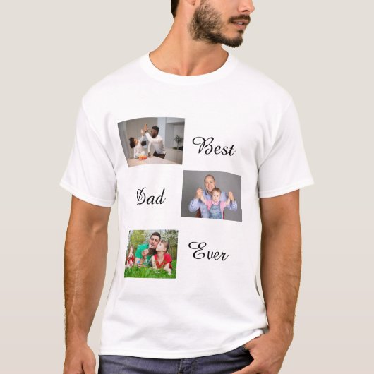 パパ最高のEver Father's Day 3 Photo Collage T-Shirt Tシャツ (正面)