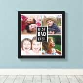 パパ最高のEver Father's Day 4 Photo Collage Black キャンバスプリント (インサイチュ (ウッドフロア))