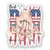 パパ最高のEver - Fifest Bump USAフラグ – 4人の子供 シール (正面)