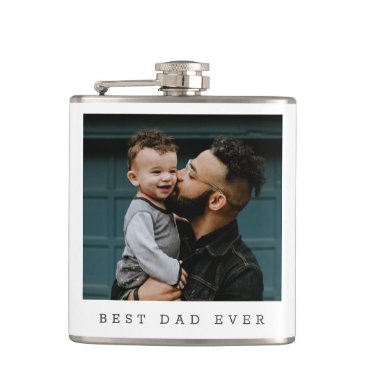 パパ最高のEver Full Photo Father's Day パーソナライズされた フラスク (正面)
