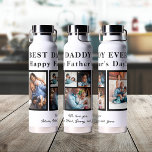 パパ最高のEver Happy Father's Day 5 photo collage ウォーターボトル<br><div class="desc">Happy モダン Father's Dayコンテンポラリー DADDY EVER 5家族の写真のコラージュの写真の写真は白と黒の水の瓶とタイポグラフィのスクリプトテンプレートとシンプル一緒に。          5つのファミリー写真とテキストで独自の作成！文字と背景の色を変更できる。              父の日やパーソナライズされた誕生日の父やおじいちゃんへの可愛い贈り物。</div>