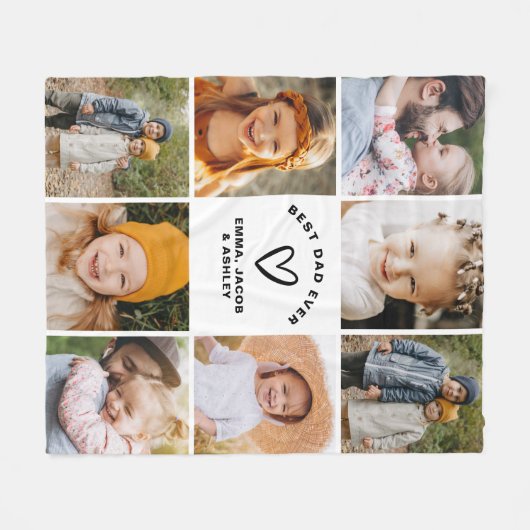 パパ最高のEver Instagram父の日フォトコラージュ フリースブランケット (正面(横))