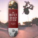パパ最高のEver Red Father's Day 2 Photo Collage スケートボード<br><div class="desc">最高のモダンパパEver Red Father's Day 2 Photo Collageスケートボード名トレンディーの白いタイポグラフィは濃い赤の背景にある。甘いメお気に入りのッセージに2枚の写真と名前を追加。このモダンパパのスケートボードは、父の日、誕生日やクリスマスの新しい父親のための完璧な贈り物と甘い記念カスタム品。</div>